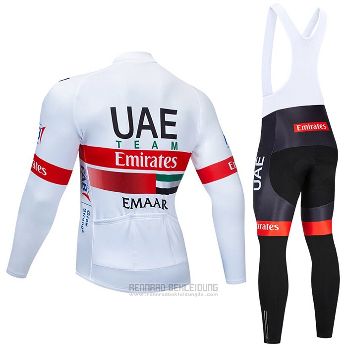 2020 Fahrradbekleidung UAE Wei Rot Trikot Langarm und Tragerhose - zum Schließen ins Bild klicken